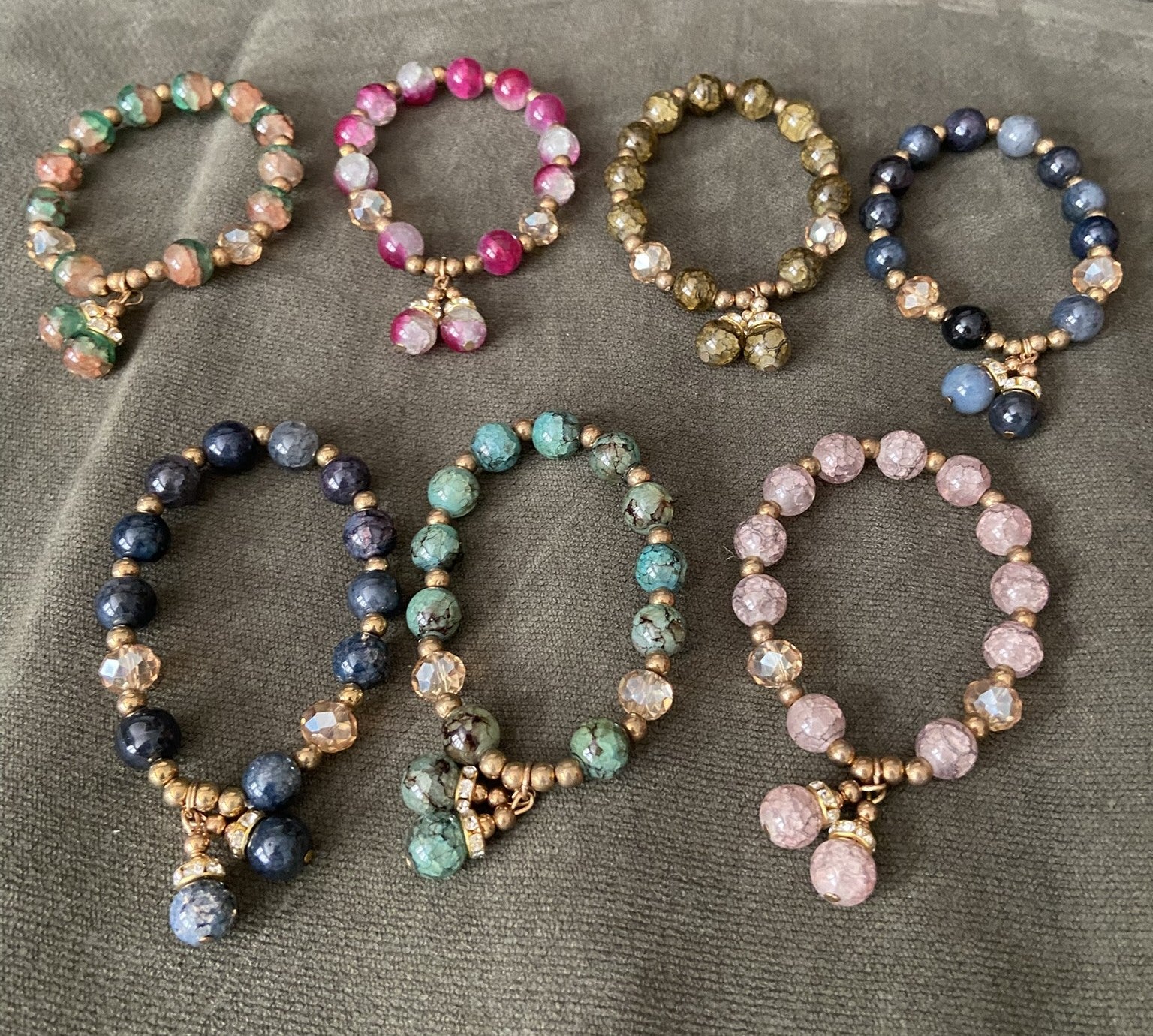 Stone Bracelets with Double Pendant